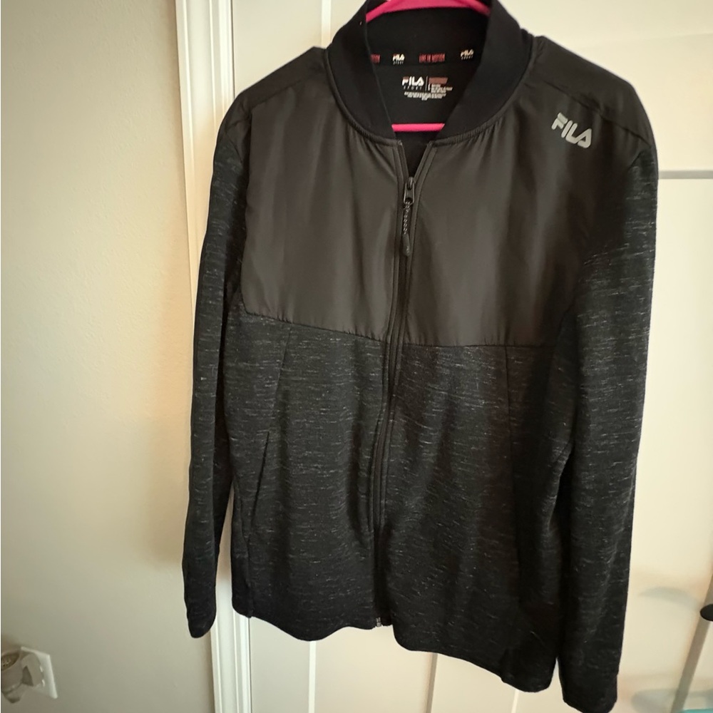 FILA SPORT Men's L Black Heather Athletic
Tracksuit Full Zip Jacket NO Hood